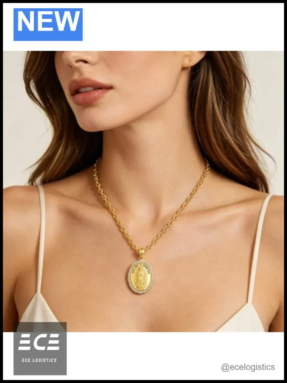Our Lady of Guadalupe Gold Plated Necklace Catholic Virgin Mary Pendant